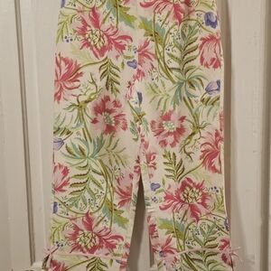 Floral Print Cropped Pants